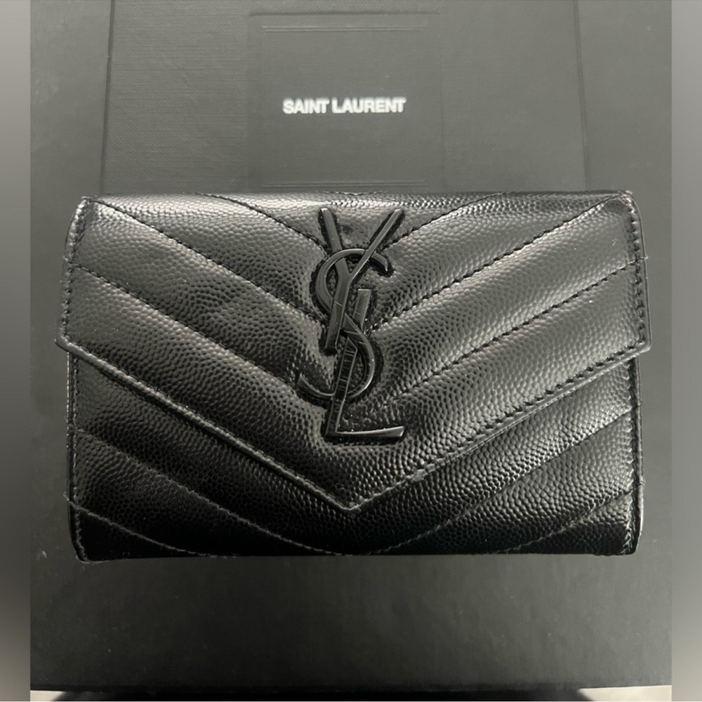 YSL Monogram Quilted Leather French Wallet